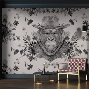 Tiere Fototapete beige grau Heroes 4 Wohnzimmertapete mit Blumen Bildtapete mit Tieren und Blumen schwarz taupe