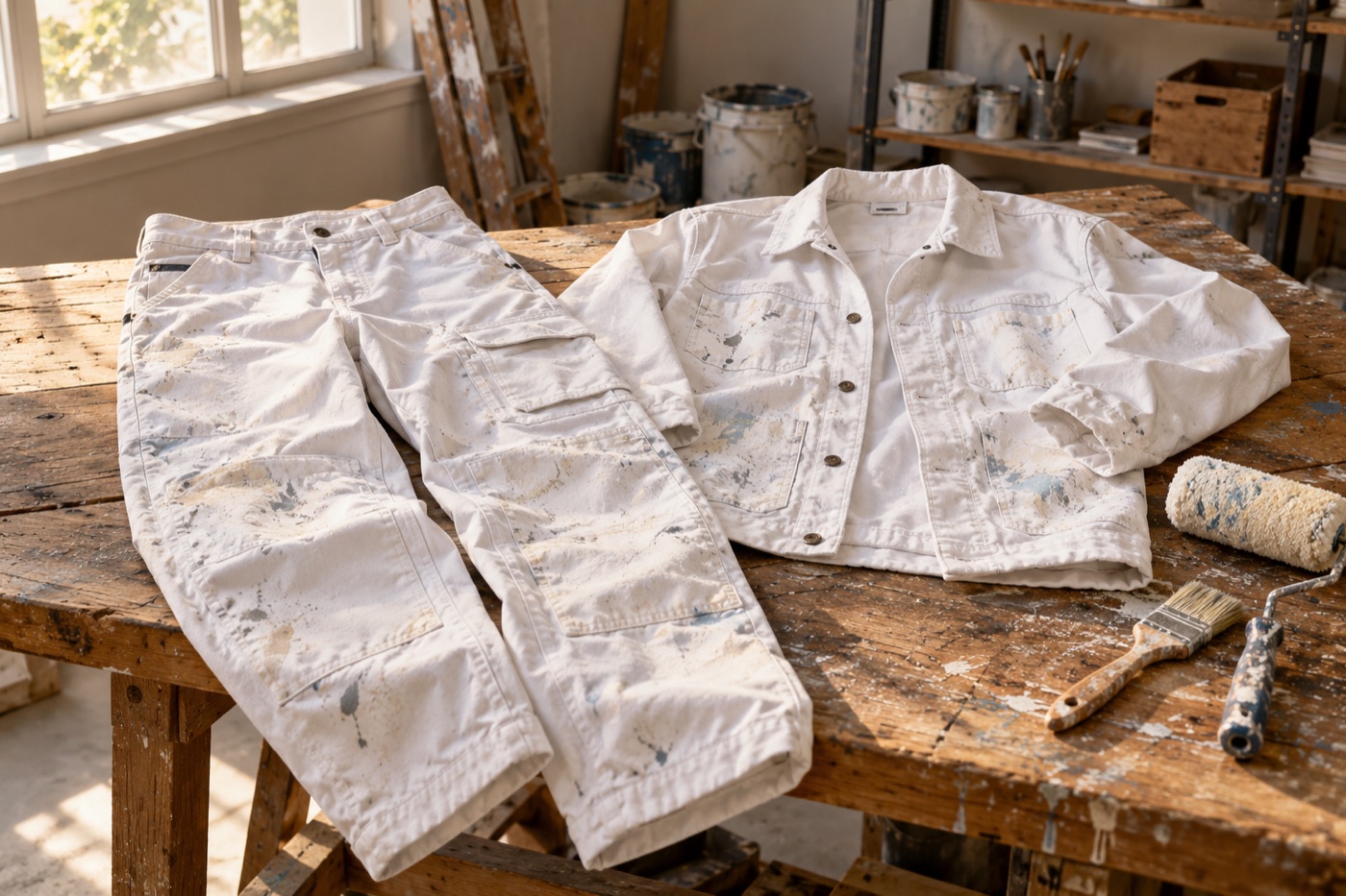 Weiße Malerkleidung im Malerhandwerk